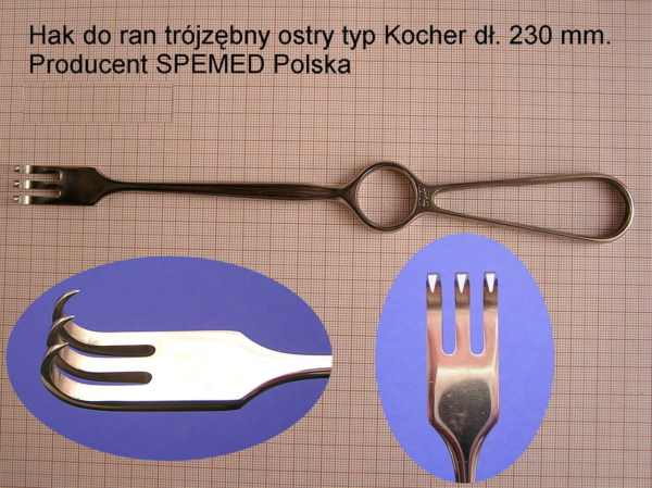 Hak Kocher 3- zębny ostry 230mm