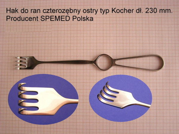 Hak Kocher 4- zębny ostry 230mm