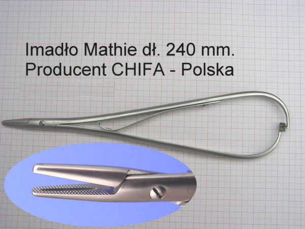 Igłotrzymacz Mathie 240 mm - mat. Chifa.