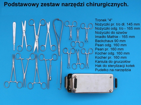 Zestaw narzędzi chirurgicznych - podstawowy