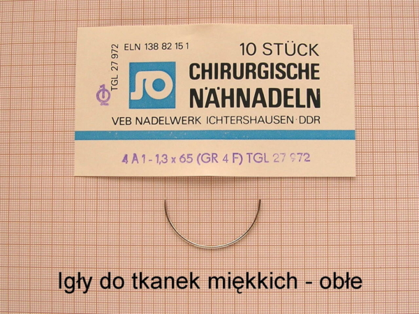 Igły chir. do tkanek miękkich 1/2 koła- DDR.- GR 4